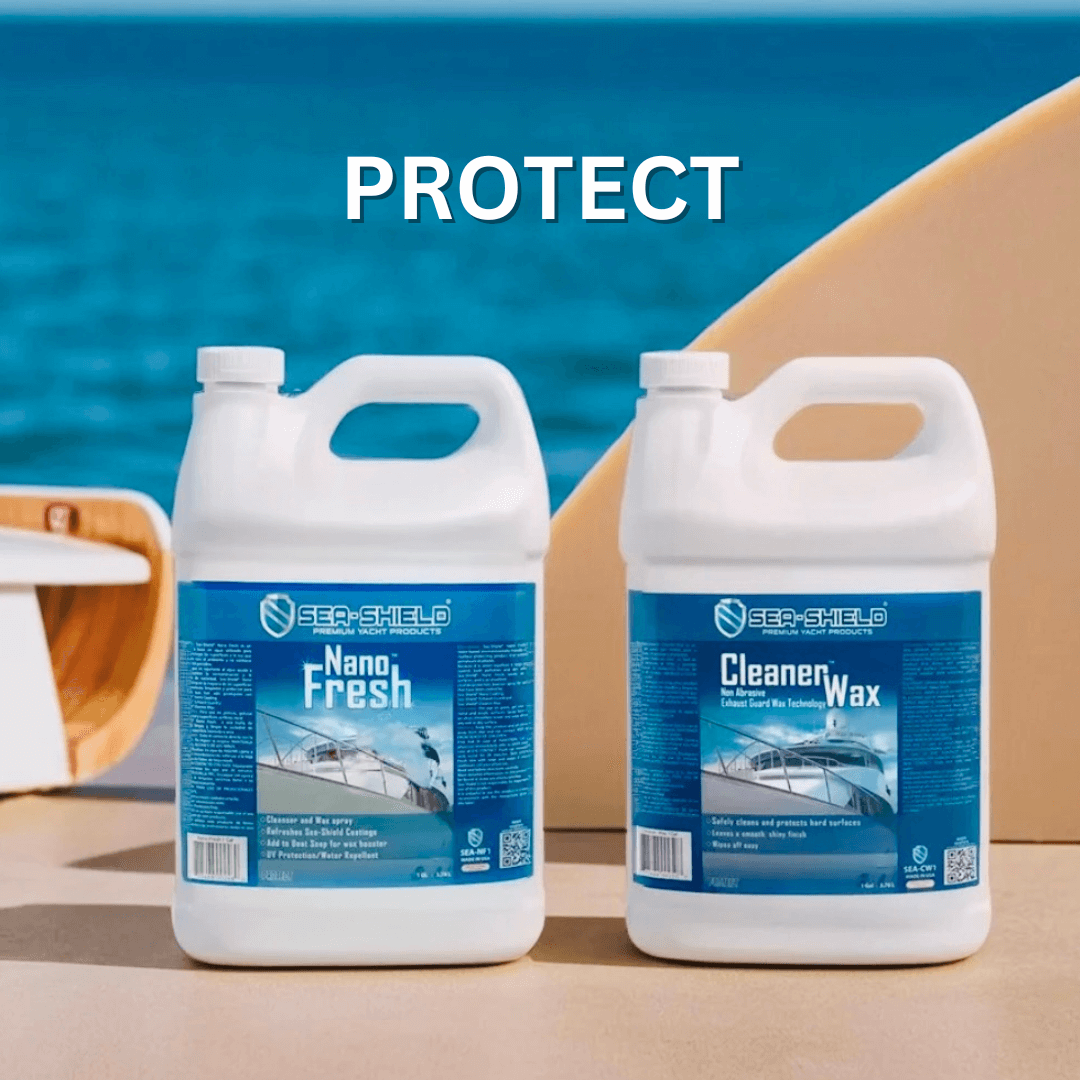 Nano protection and cleaner wax on yacht and boat surface