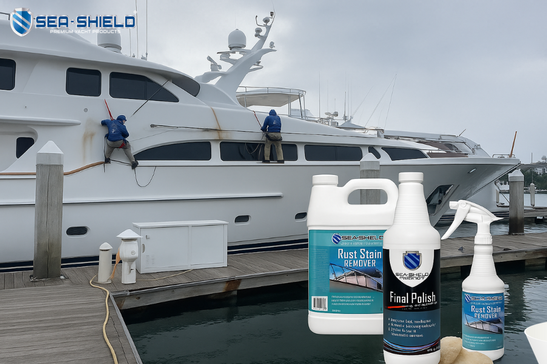 Remove stains from yacht surface